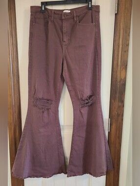 Sneak Peek Dusty Mauve/Rust Brown Flare Jeans Size 11